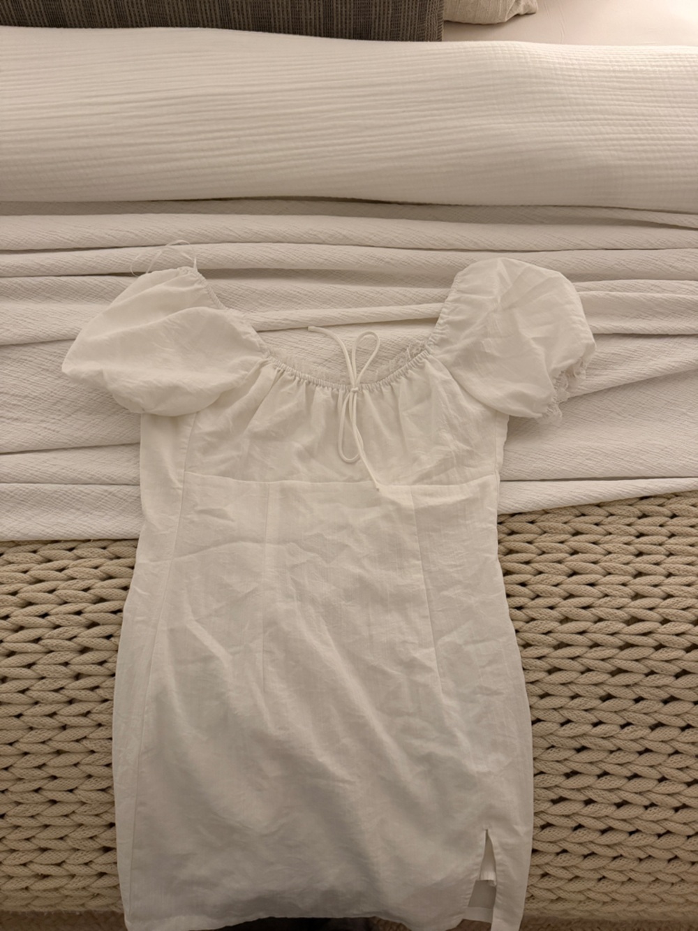 Princess Polly White Puff Sleeve Linen Dress